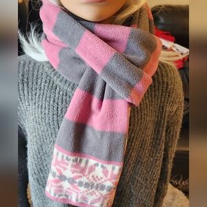 Pink and Gray Patterned Scarf
